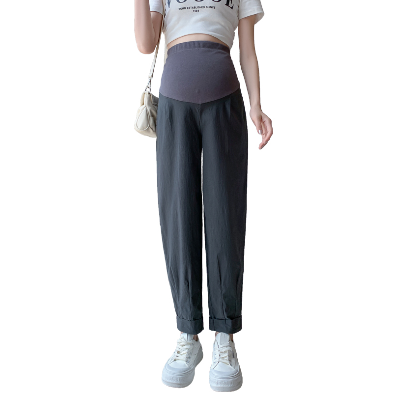 超大码孕妇裤子夏款外穿小个子哈伦裤冰丝速干萝卜裤200-300斤潮 - 图3