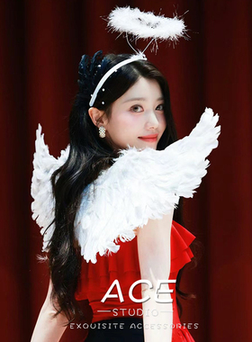沈小婷同款万圣节三件套cosplay天使恶魔翅膀套装拍照道具发饰女