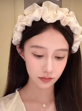 大肠发箍复古法式木耳宽边褶皱高颅顶头箍缎面高级感发卡洗脸压发
