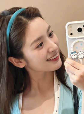 好清爽的色调！沈月同款湖蓝色细发箍2026新款女高级感压发卡发饰