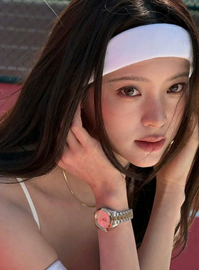欧阳娜娜同款白色运动发带夏季薄款美式百搭束发带跑步健身发饰