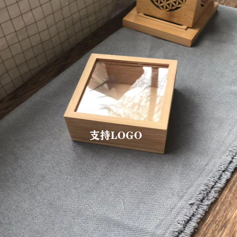 正方形竹木盒 DIY手工 茶叶礼品包装盒 收纳盒首饰盒透明盒玻璃盖,淘宝优惠券,粉丝福利购,淘宝优惠卷