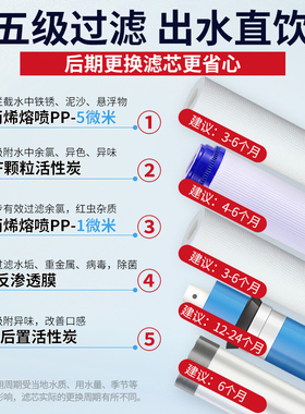 净水器家用过滤器RO直饮机厨房自来水除垢净水机反渗透diy纯水机