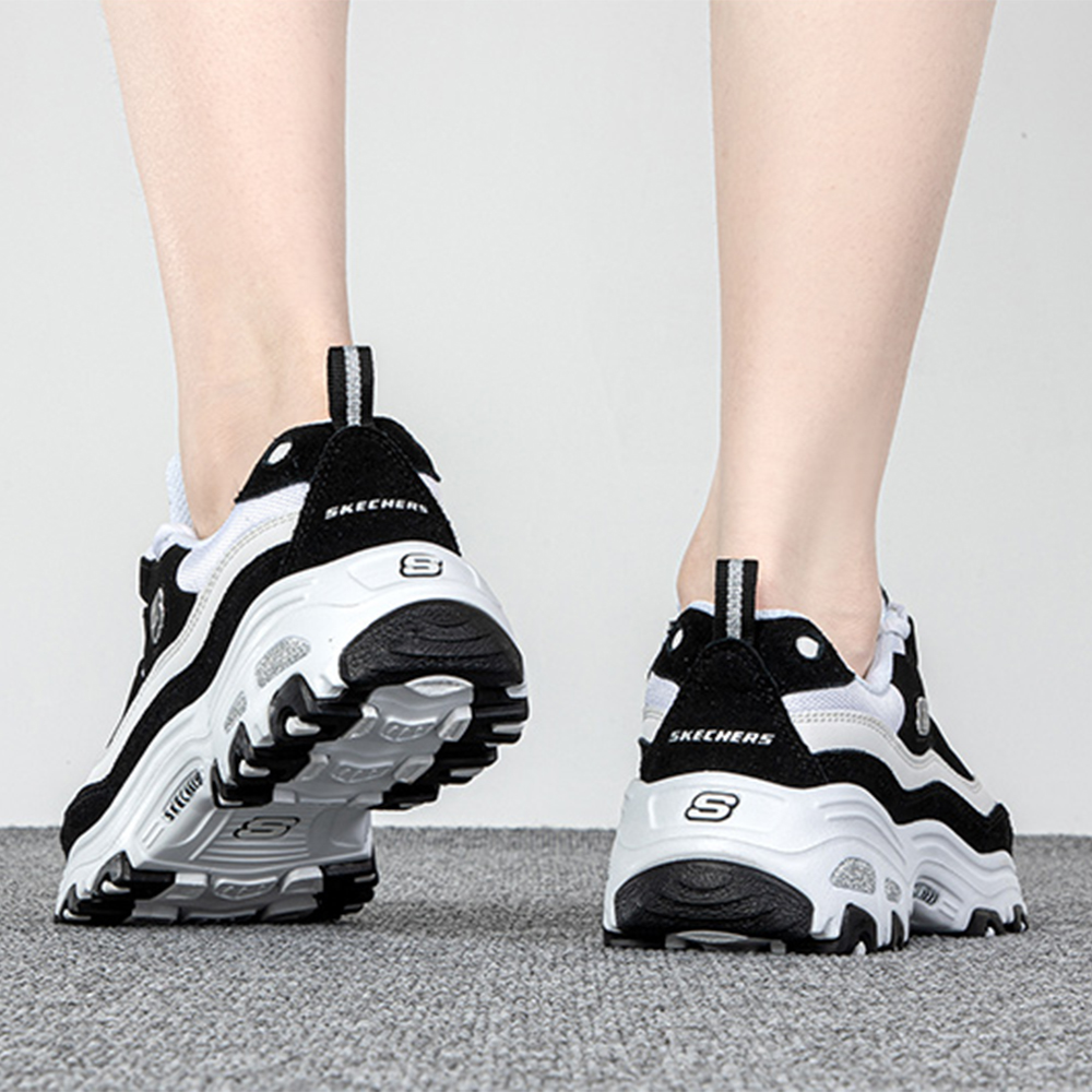正品Skechers斯凯奇2022新品绑带款女子厚底运动熊猫鞋13141-BKW - 图0