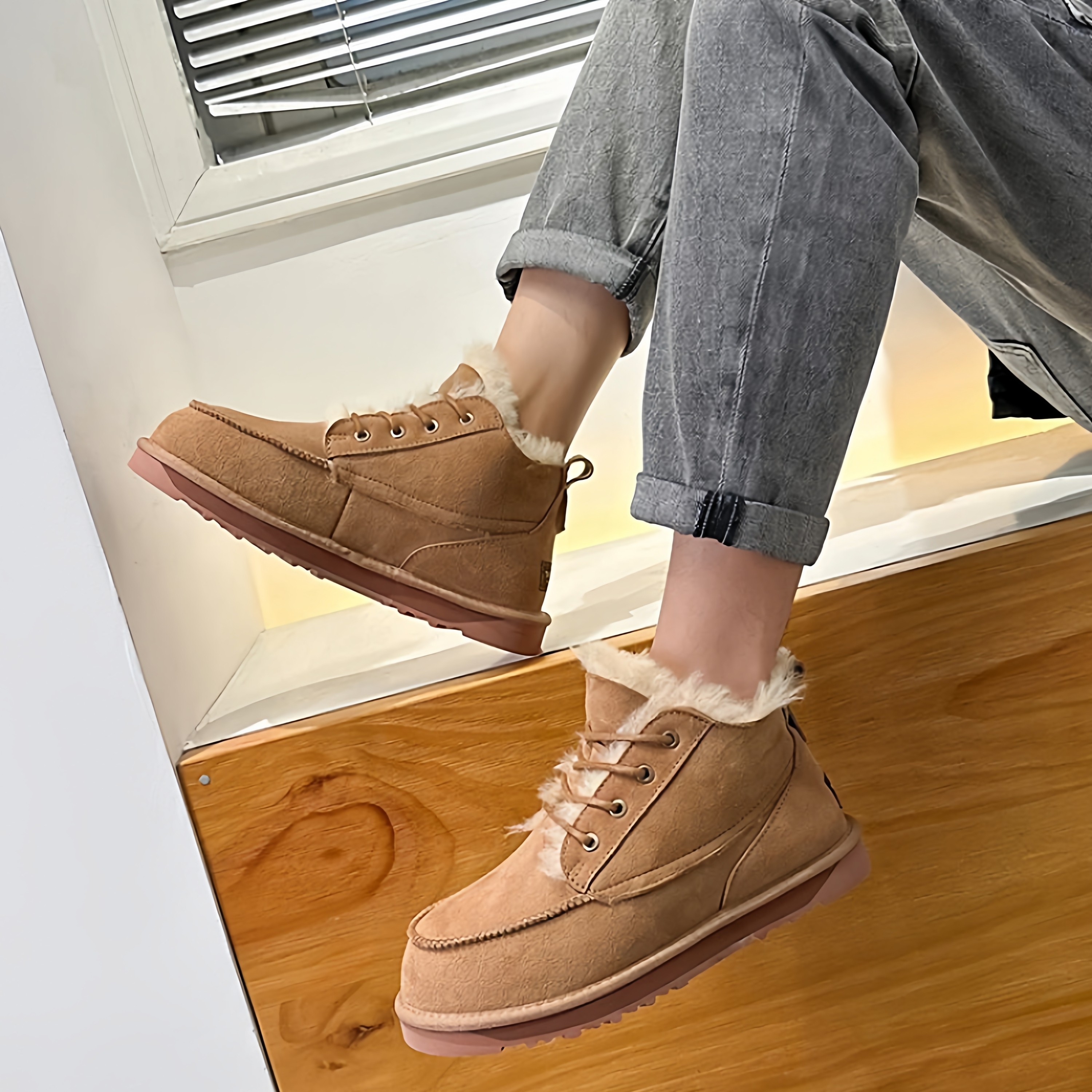 澳洲绑带羊皮毛一体男士雪地靴冬季加厚抗寒棉鞋东北雪地靴,淘宝优惠券,粉丝福利购,淘宝优惠卷