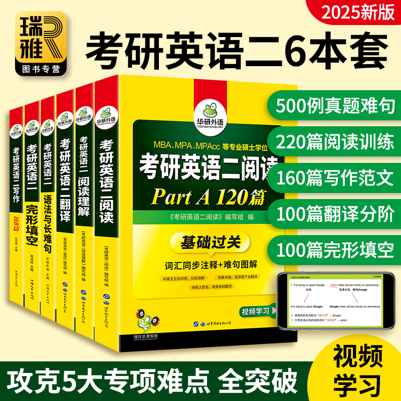 华研外语 2025英语二考研阅读理解语法长难句完形填空翻译写作文完型复习资料教材书全套历年真题模拟试卷练习题词汇单词英语一203-图0