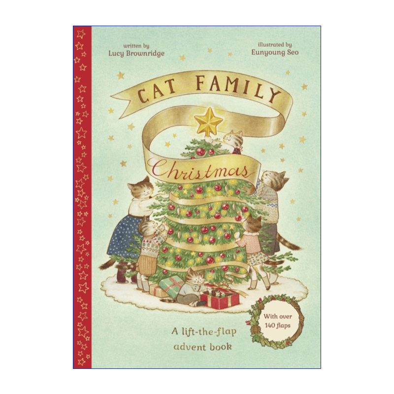 英文原版 Cat Family Christmas 猫猫家族的圣诞节假期 翻翻书 儿童精装绘本 英文版 进口英语原版书籍