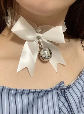 蕾丝蝴蝶结铃铛项链choker脖子