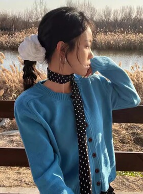 韩系辣妹长条丝巾复古时髦波点
