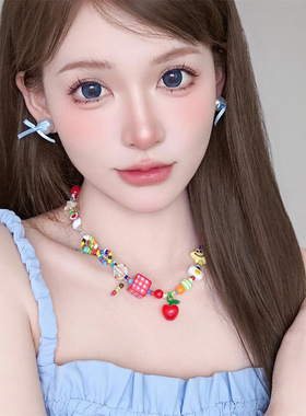 多巴胺彩色糖果星星串珠项链可爱
