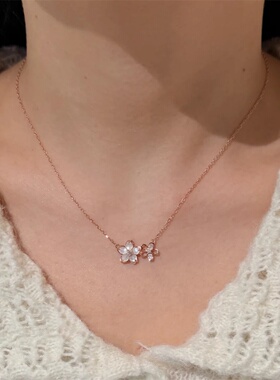樱花项链轻奢小众高级新款锁骨链