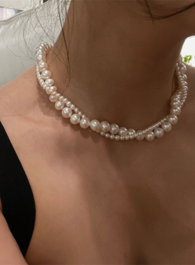 女双层珍珠项链新款百搭