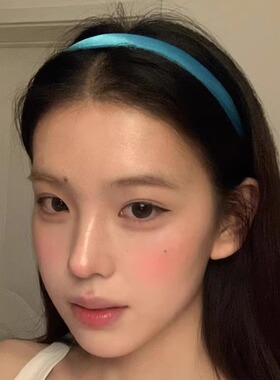 蓝色细发箍森系绸缎纯色亮面