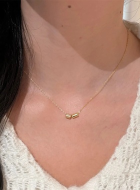 金色圆柱水钻锁骨链小众百搭颈链