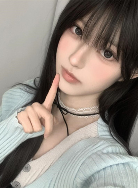 纯欲甜妹双层叠戴白色蕾丝蝴蝶结