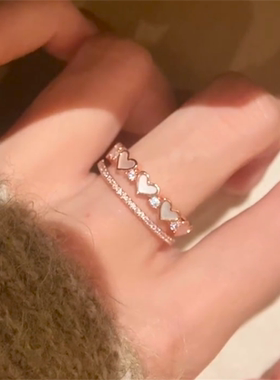 双层一体贝母爱心戒指轻奢高级感