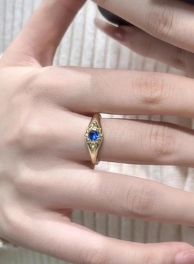 新中式蓝锆石尾戒食指戒女