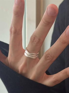 不规则双层波浪戒指女小众设计