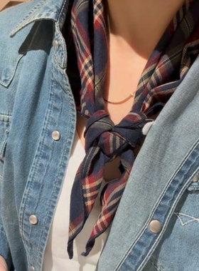 欧美英伦格子三角巾春夏新款百搭