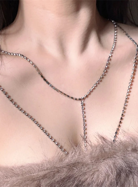 小众设计感胸链欧美满钻锁骨链女
