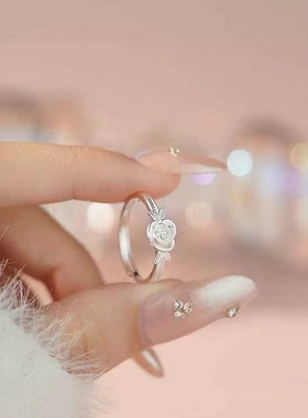 足银990玫瑰花语戒指女小众设计感高级轻奢戒指时尚百搭指环手饰