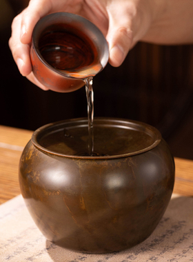 朱炳仁铜福运建水小号桌面摆件中式茶道配件茶具