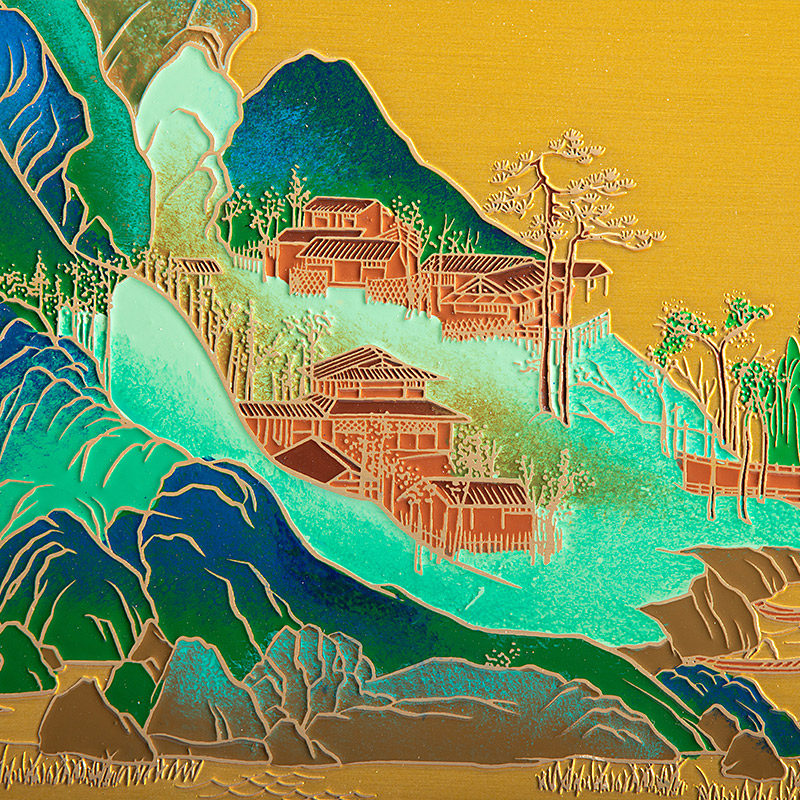 朱炳仁铜 新品千里江山装饰画客厅现代装饰画山水玄关,淘宝优惠券,粉丝福利购,淘宝优惠卷