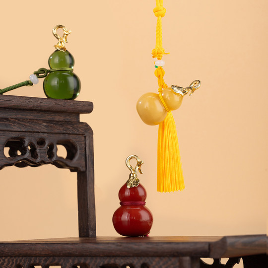 Zhu Bingren colgante de cristal colorido de calabaza pequeña de siete estrellas de cobre decoración interior del hogar para atraer riqueza y decoración del hogar de alta gama