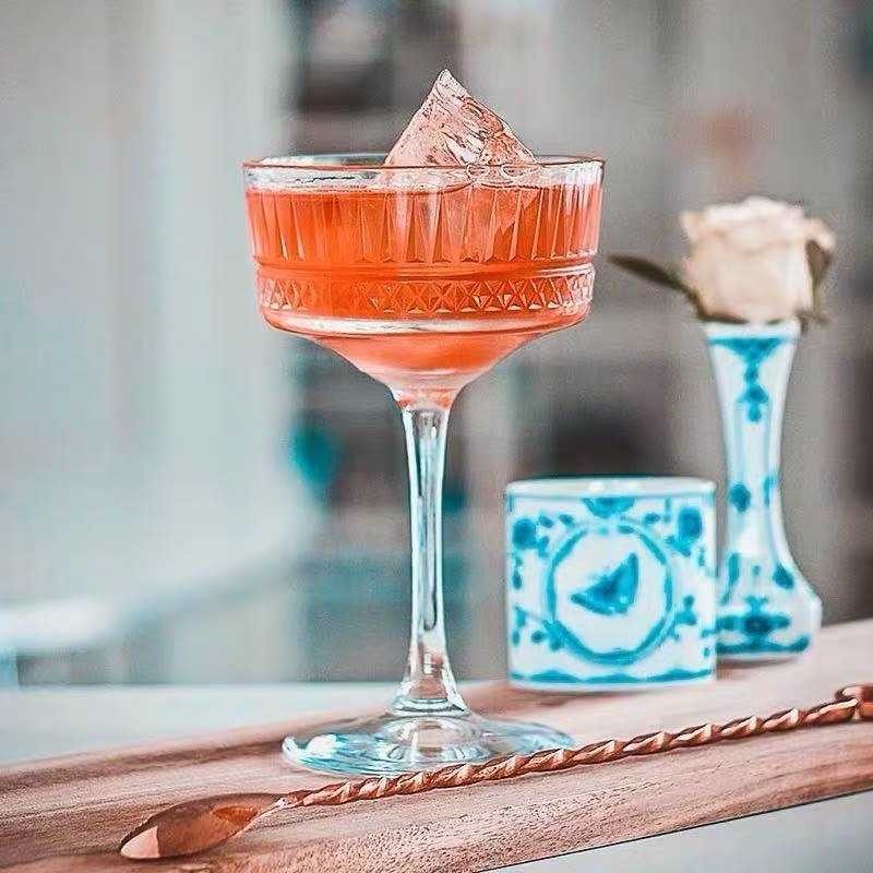 法式玻璃高脚鸡尾酒杯古典刻花调酒杯酒吧马天尼杯特调咖啡杯子,淘宝优惠券,粉丝福利购,淘宝优惠卷