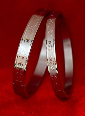 情侣六字真言手镯金六字时尚