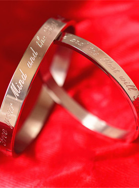 日韩风开口学生情侣刻字手环