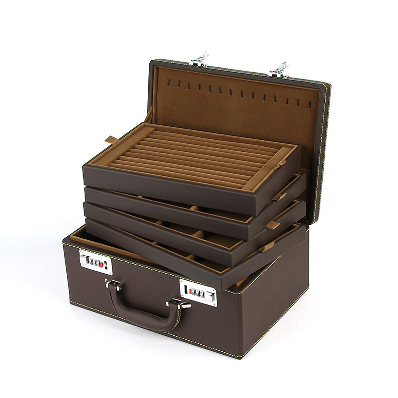 高档带密码锁多功能便携珠宝首饰箱戒指项链手镯饰品收纳展示盒,淘宝优惠券,粉丝福利购,淘宝优惠卷