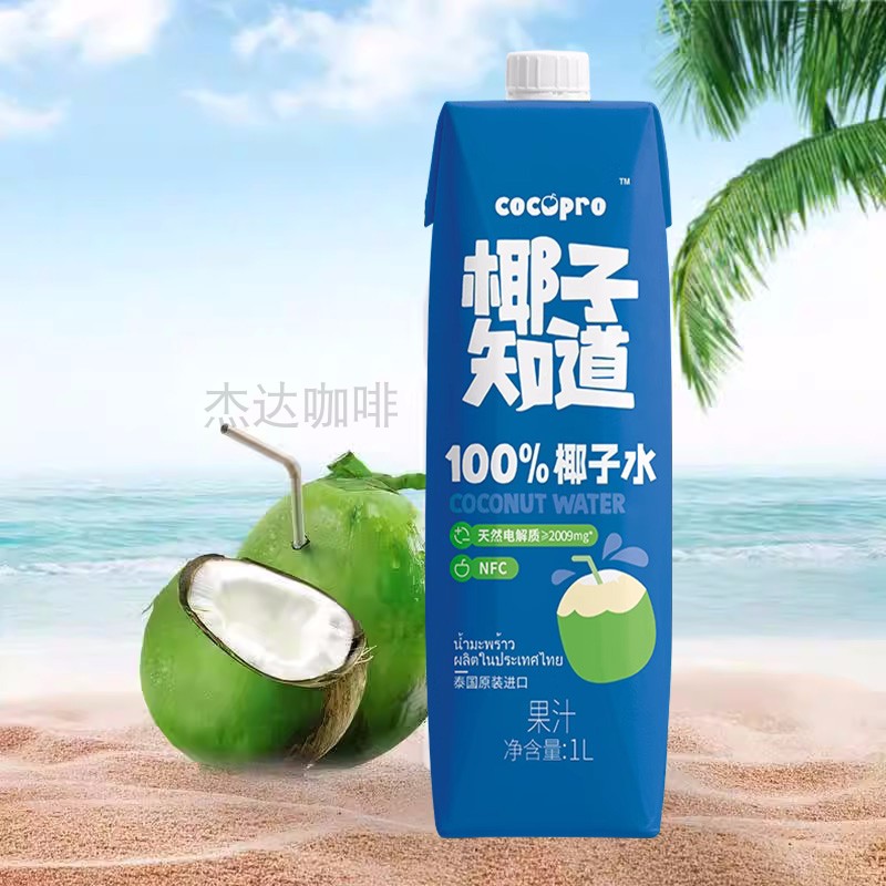 椰子知道椰子水1L纯椰子汁烘焙水果茶奶茶店专用原料整箱 - 图1