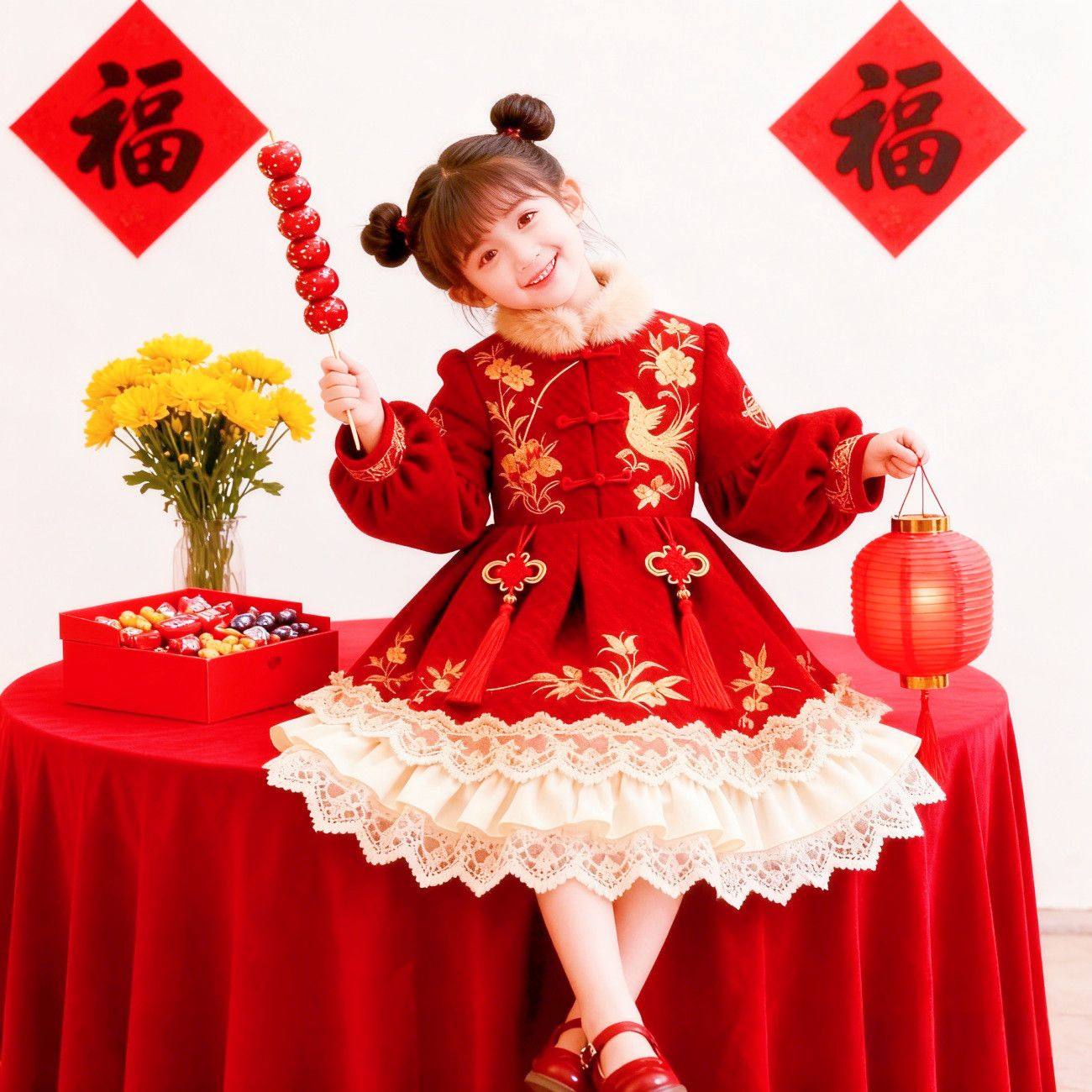 女童2026新款新中式加绒连衣裙宝宝洛丽塔生日公主裙新年拜年服,淘宝优惠券,粉丝福利购,淘宝优惠卷