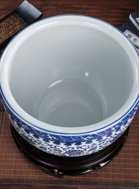 景德镇青花瓷鱼缸家用乌龟缸陶瓷睡碗莲荷花盆铜钱草水培客厅小型