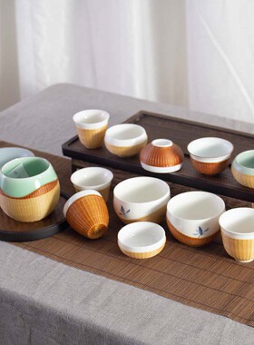 非遗工艺竹丝扣瓷茶杯