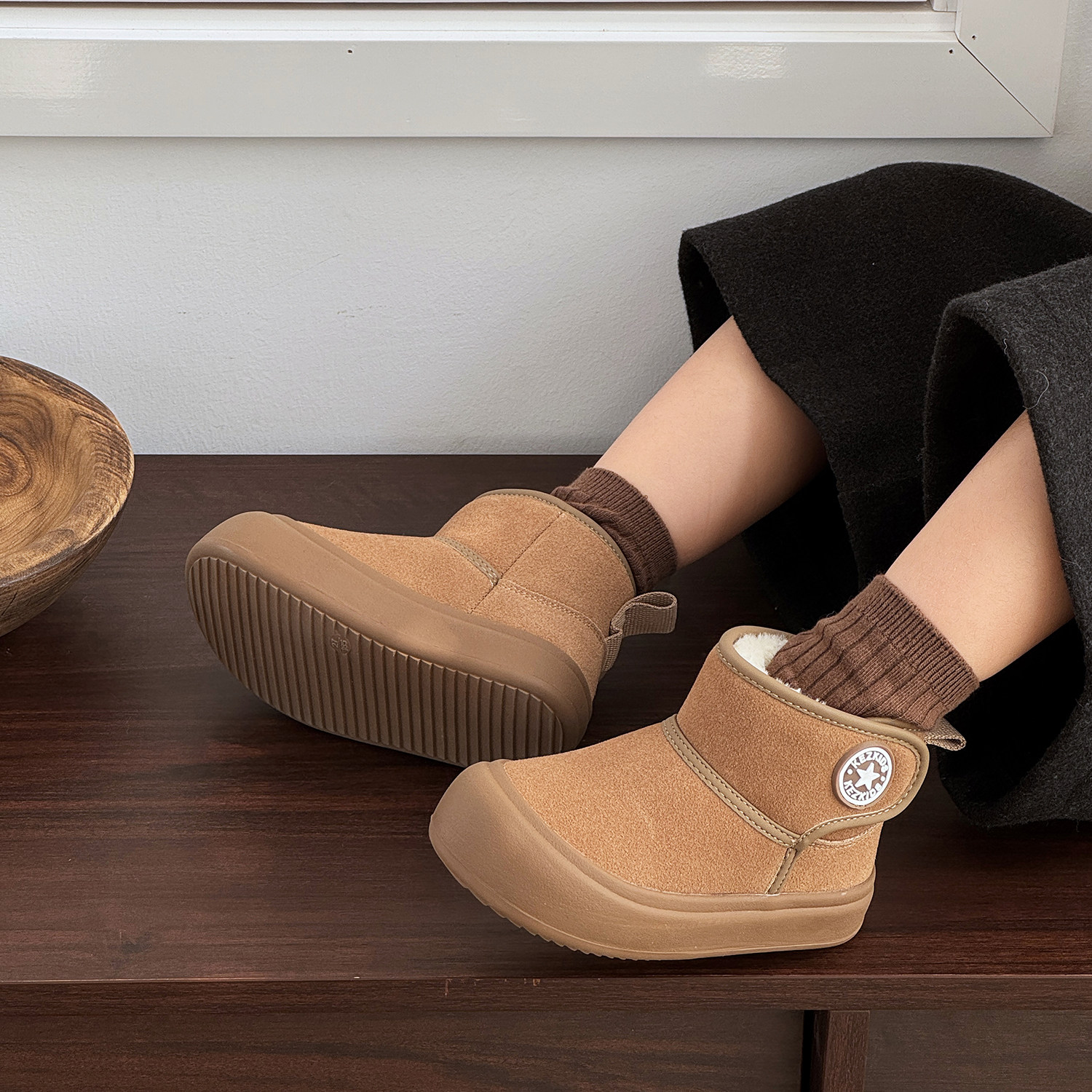 儿童雪地靴冬季加厚绒男童大棉短靴真皮软底防滑防踢保暖女童棉鞋,淘宝优惠券,粉丝福利购,淘宝优惠卷