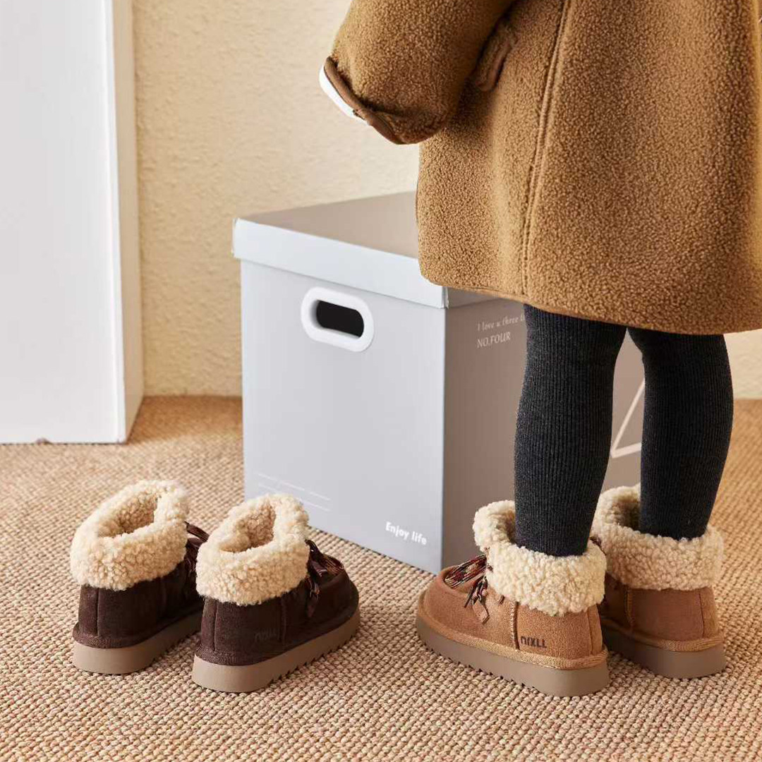儿童大棉靴子2025冬季新款加厚绒羊羔毛女童短靴真皮保暖男童棉鞋,淘宝优惠券,粉丝福利购,淘宝优惠卷