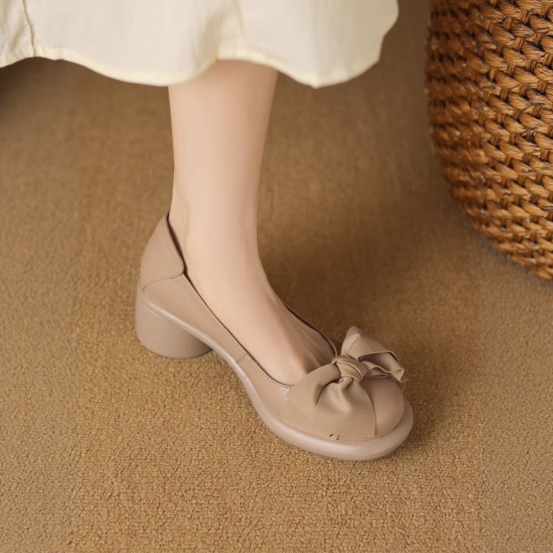 法式复古蝴蝶结玛丽珍鞋女真皮拼色方头粗跟通勤百搭一脚蹬乐福鞋,淘宝优惠券,粉丝福利购,淘宝优惠卷