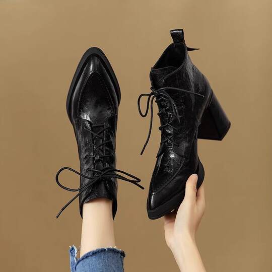 2024 new autumn and winter retro thick heel Martin boots