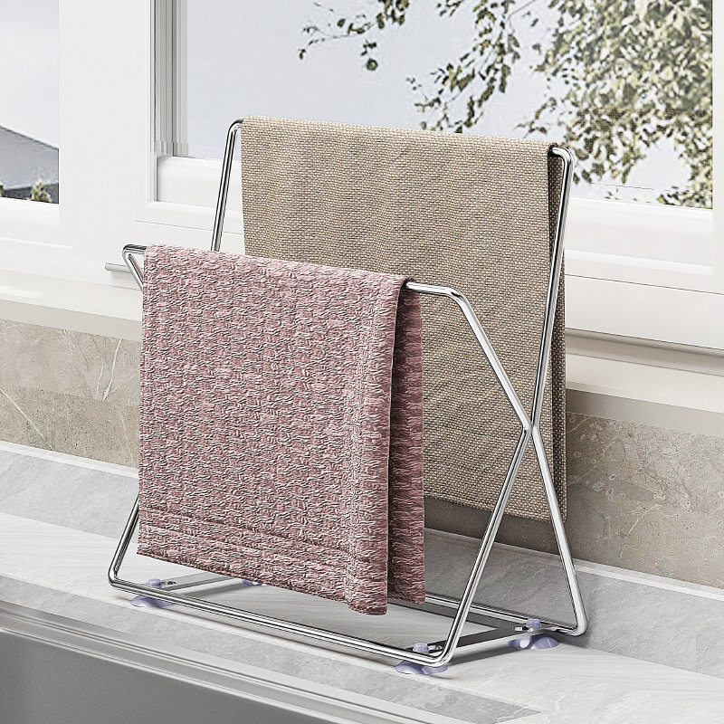 抹布架洗碗布晾晒架304不锈钢 厨房毛巾架台面置物架卫生间沥水架,淘宝优惠券,粉丝福利购,淘宝优惠卷