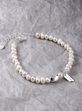 纯银珍珠luck幸运手链女