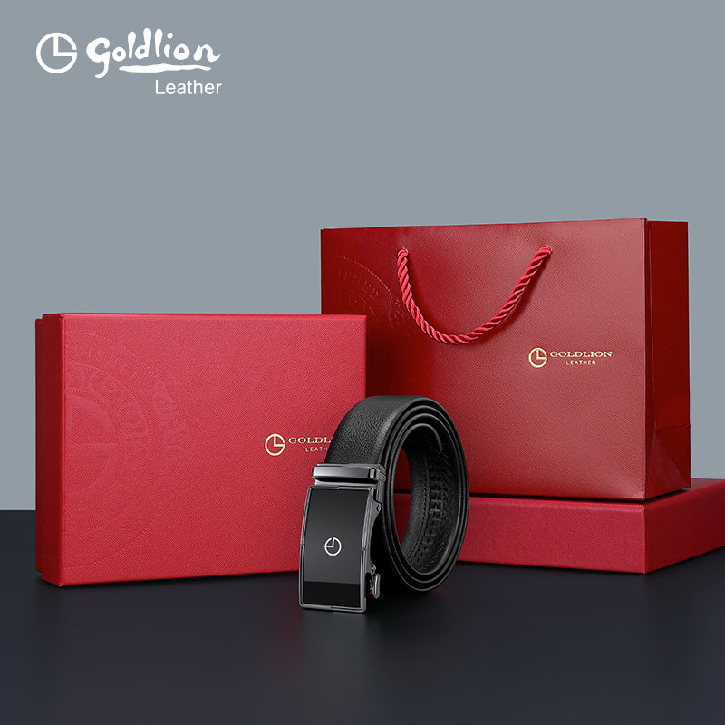 金利来新款皮带男真皮商务时尚男士镜面腰带男自动扣牛皮裤带