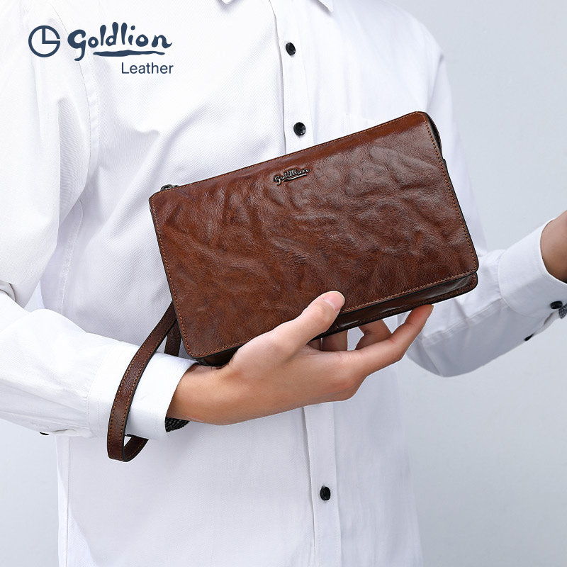 金利来2023新款男士真皮复古手拿包 金利来箱包男士包袋