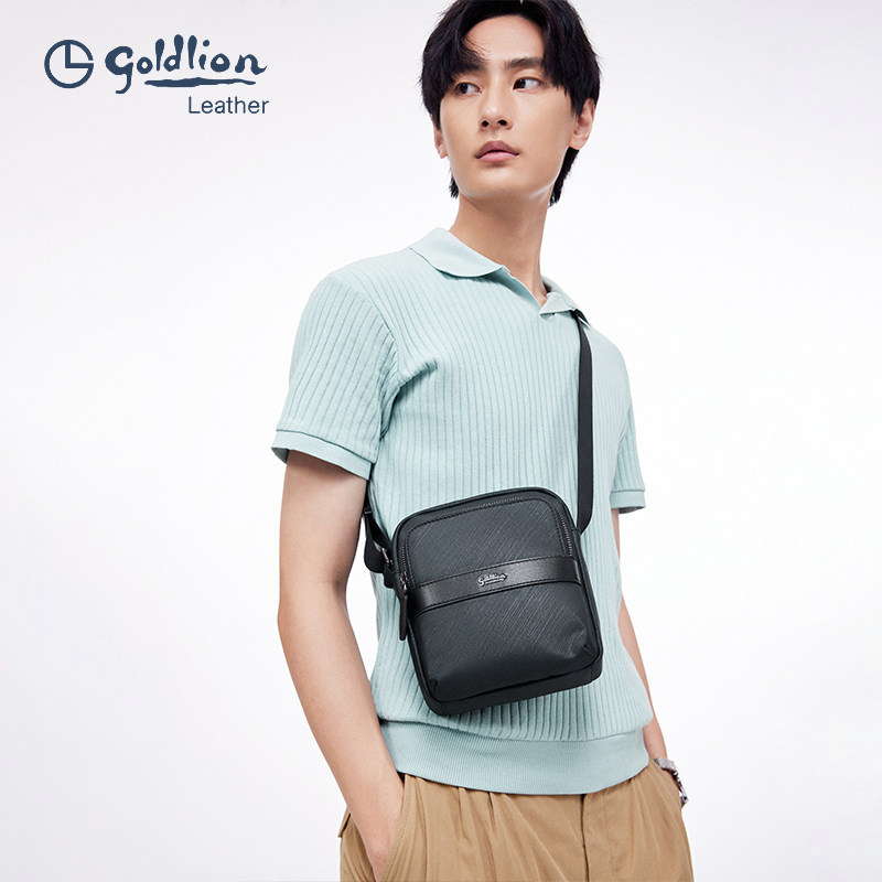 金利来2023新款男士休闲牛皮单肩包 金利来箱包男士包袋