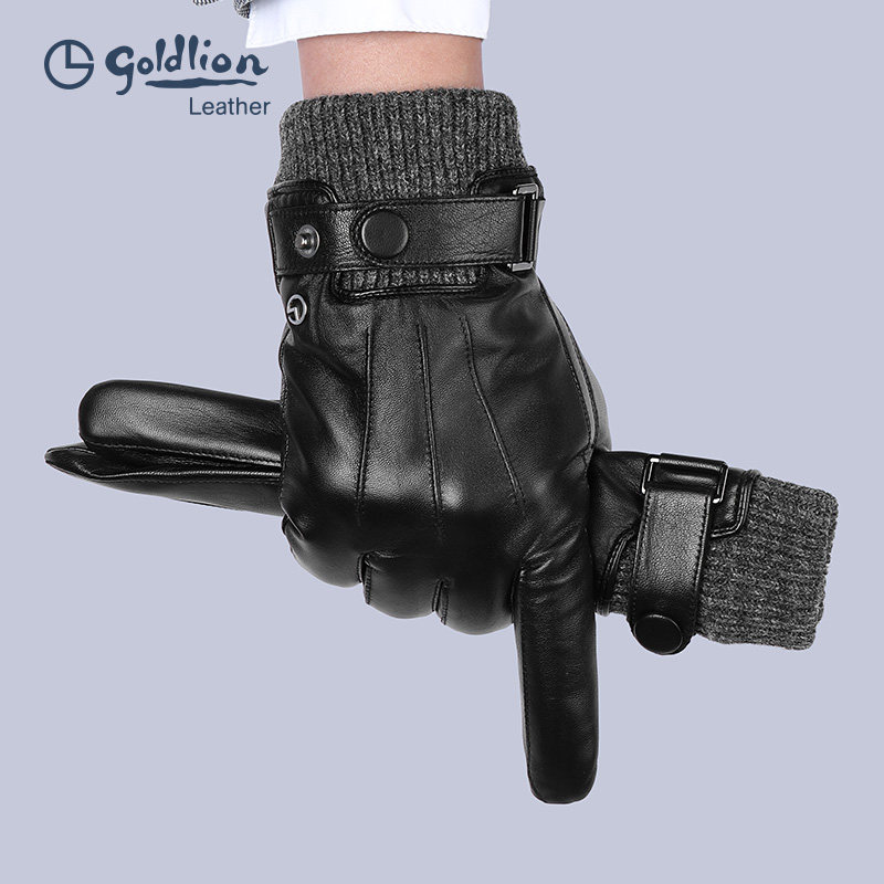 金利来冬季防寒羊皮可触屏手套男加绒保暖户外骑行摩托车真皮手套,淘宝优惠券,粉丝福利购,淘宝优惠卷