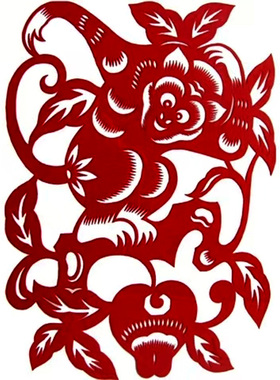 丽豪A3/A4成品剪纸画窗花生肖猴
