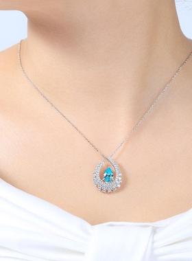 新款珠宝首饰设计18K金镶嵌水滴形项链镂空设计高级灵动奢华吊坠