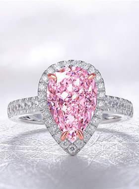 18K金镶嵌育培育高碳钻黄钻戒指