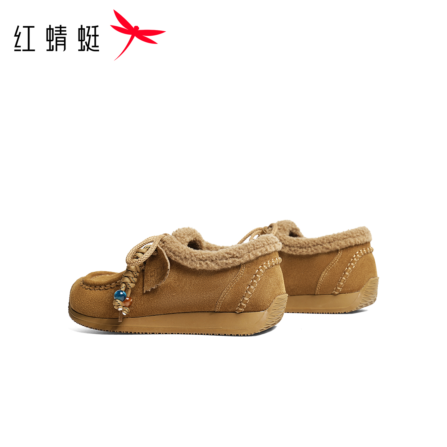 红蜻蜓加绒袋鼠鞋女2025冬季新款女鞋加棉毛毛勃肯鞋子保暖雪地靴 - 图2